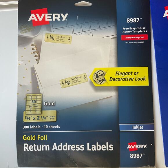 Avery Foil Mailing Labels, 3/4" x 2-1/4", 30 Labels, and 60 labels of 2” Round - Picture 4 of 5